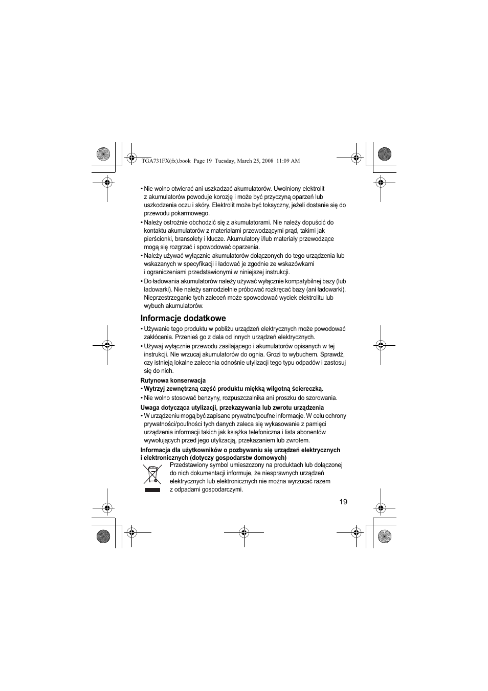 Informacje dodatkowe | Panasonic KXTGA731FX User Manual | Page 19 / 36