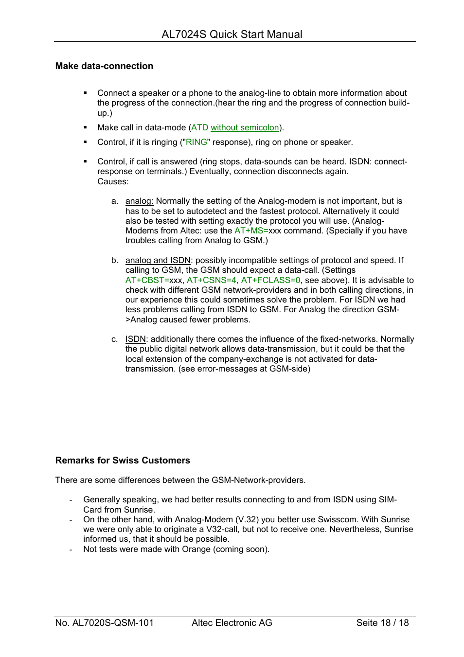 Al7024s quick start manual | Altech Auto Security AL7024S User Manual | Page 18 / 18