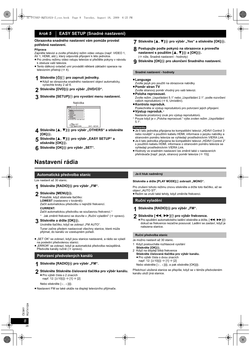 Nastavení rádia | Panasonic SCPT70 User Manual | Page 28 / 82