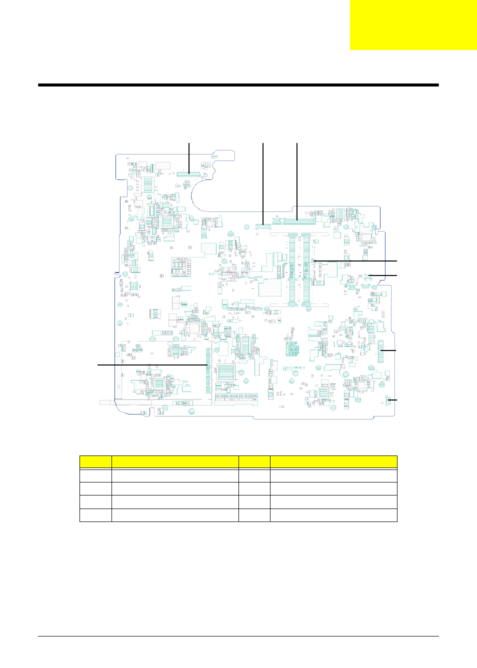 Jumper and connector locations, Top view, Chapter 5 | Aspire Digital 7730G User Manual | Page 165 / 210