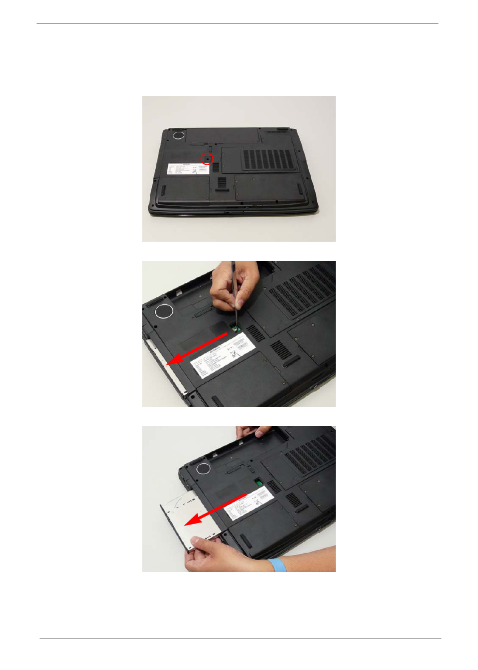 Removing the optical drive module | Aspire Digital 7730G User Manual | Page 70 / 210