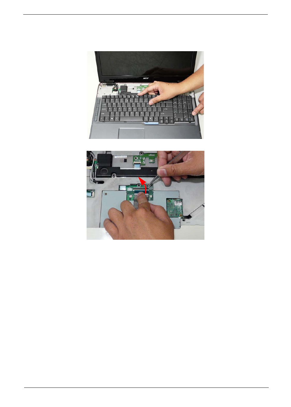 Removing the keyboard removing the modem module, Removing the keyboard, Removing the modem module | Aspire Digital 7730G User Manual | Page 75 / 210