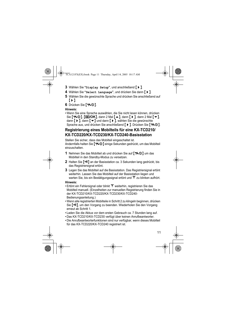 Panasonic KXTCA121FX User Manual | Page 11 / 32