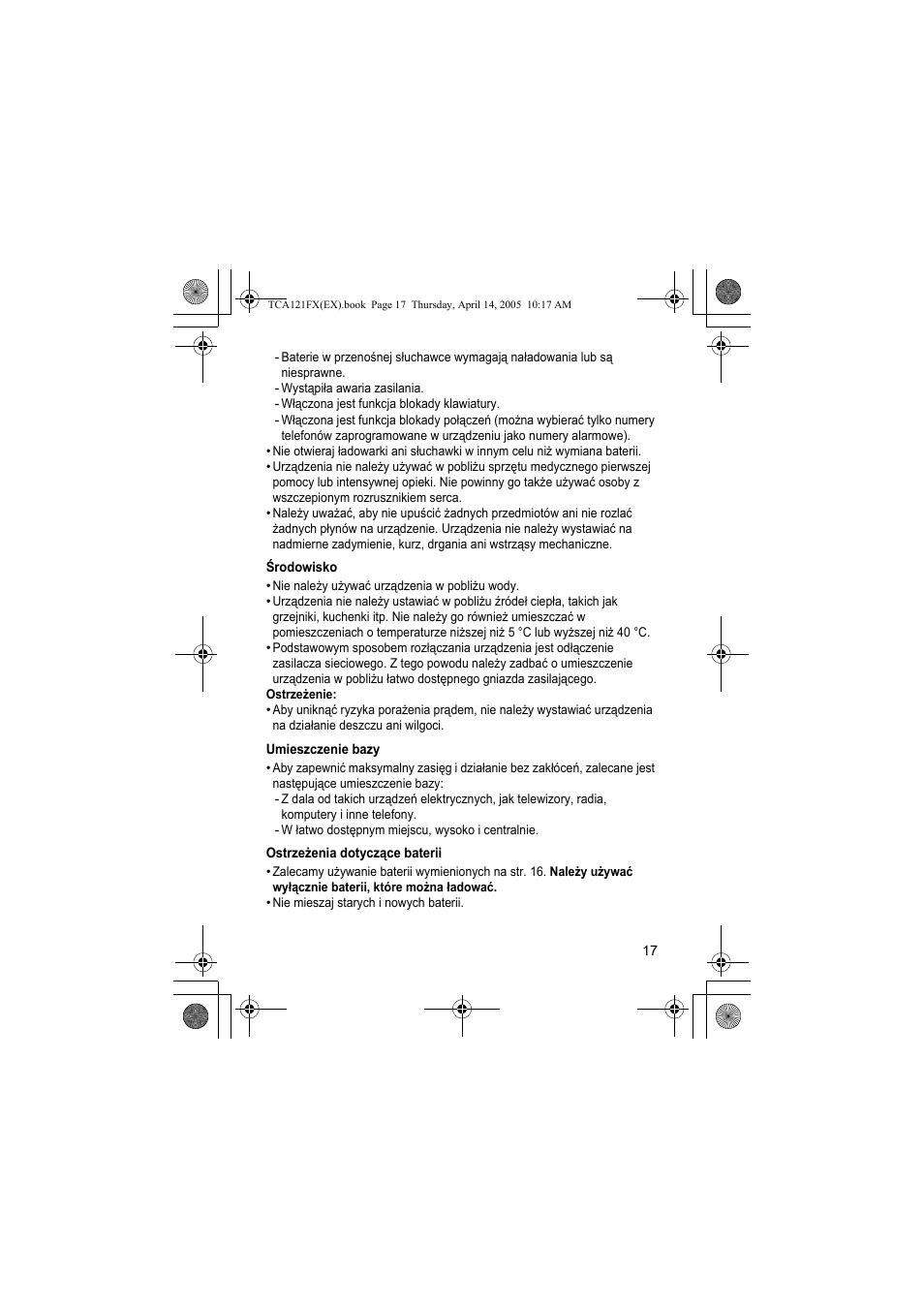 Panasonic KXTCA121FX User Manual | Page 17 / 32