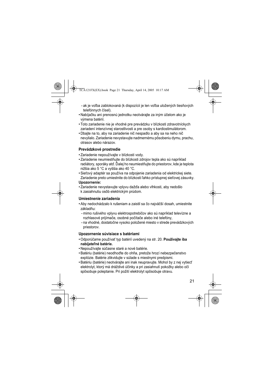 Panasonic KXTCA121FX User Manual | Page 21 / 32