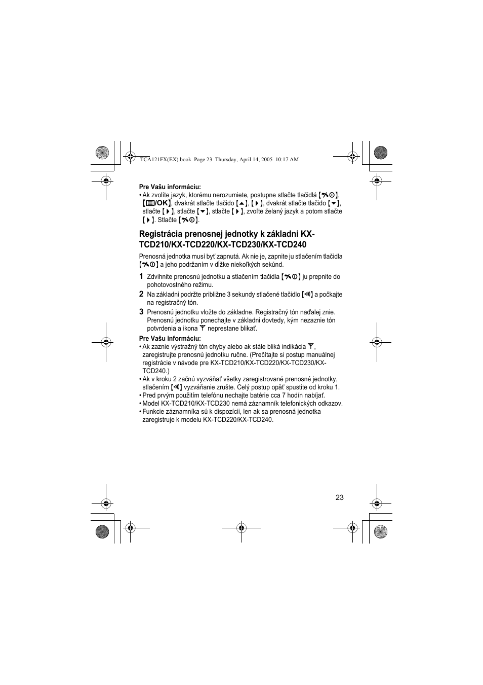 Panasonic KXTCA121FX User Manual | Page 23 / 32