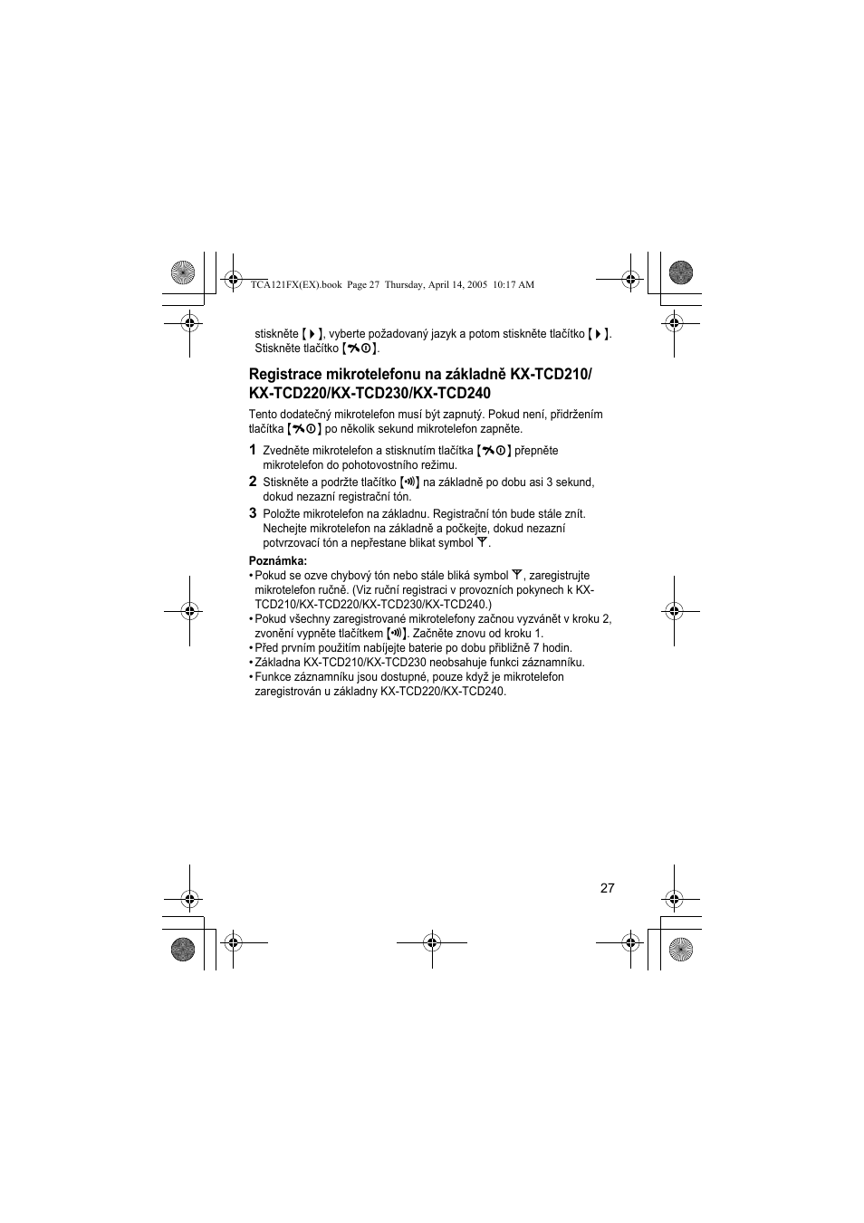 Panasonic KXTCA121FX User Manual | Page 27 / 32