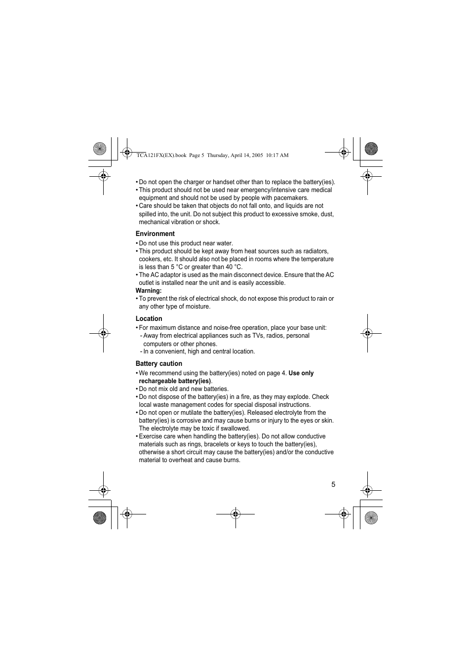 Panasonic KXTCA121FX User Manual | Page 5 / 32