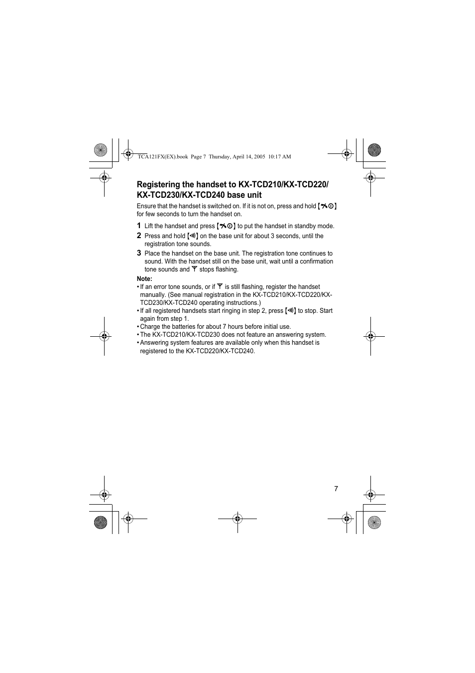 Panasonic KXTCA121FX User Manual | Page 7 / 32