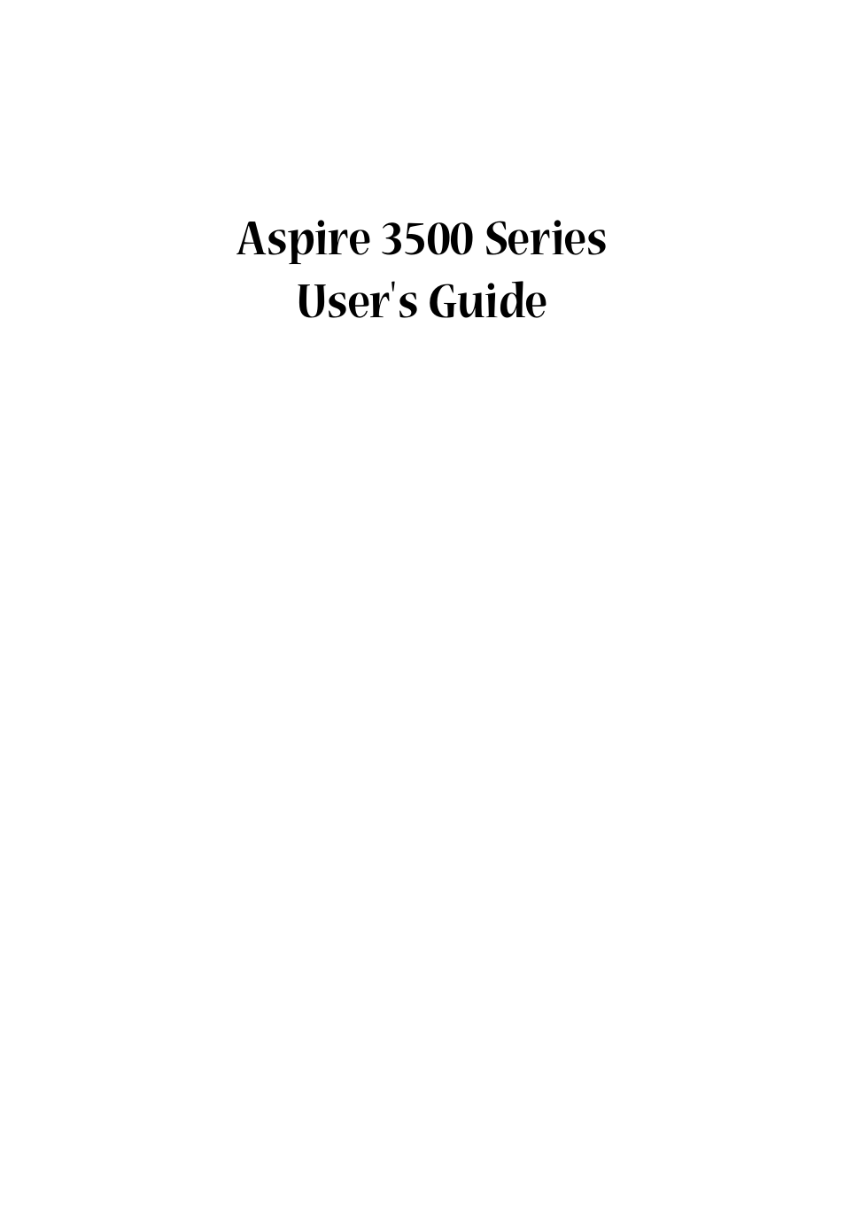 Acer Aspire 3500 User Manual | 84 pages