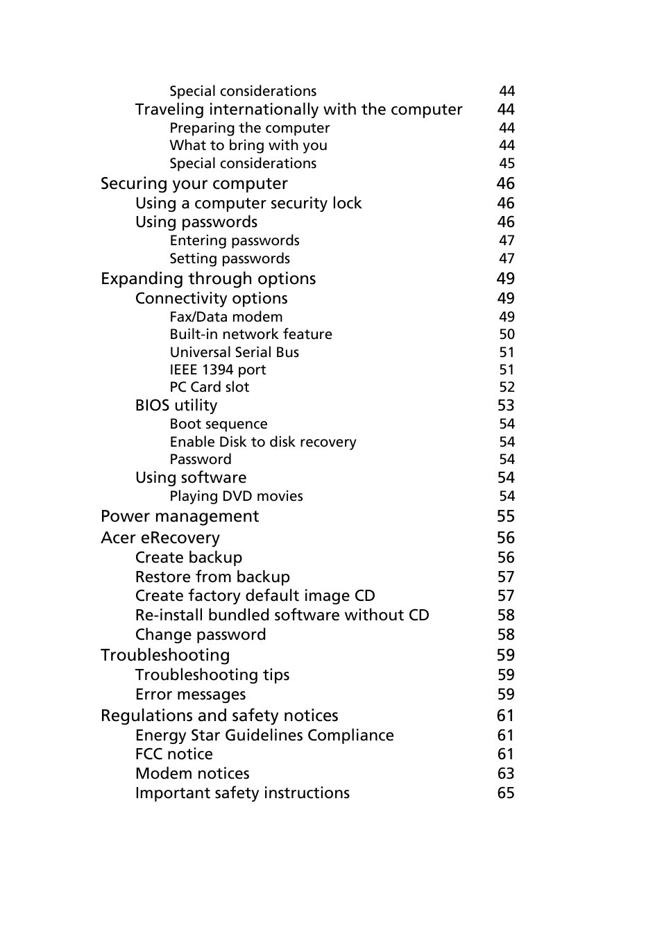 Acer Aspire 3500 User Manual | Page 8 / 84