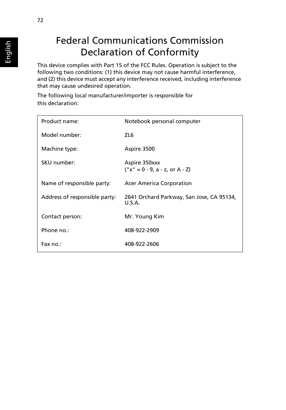 Acer Aspire 3500 User Manual | Page 80 / 84