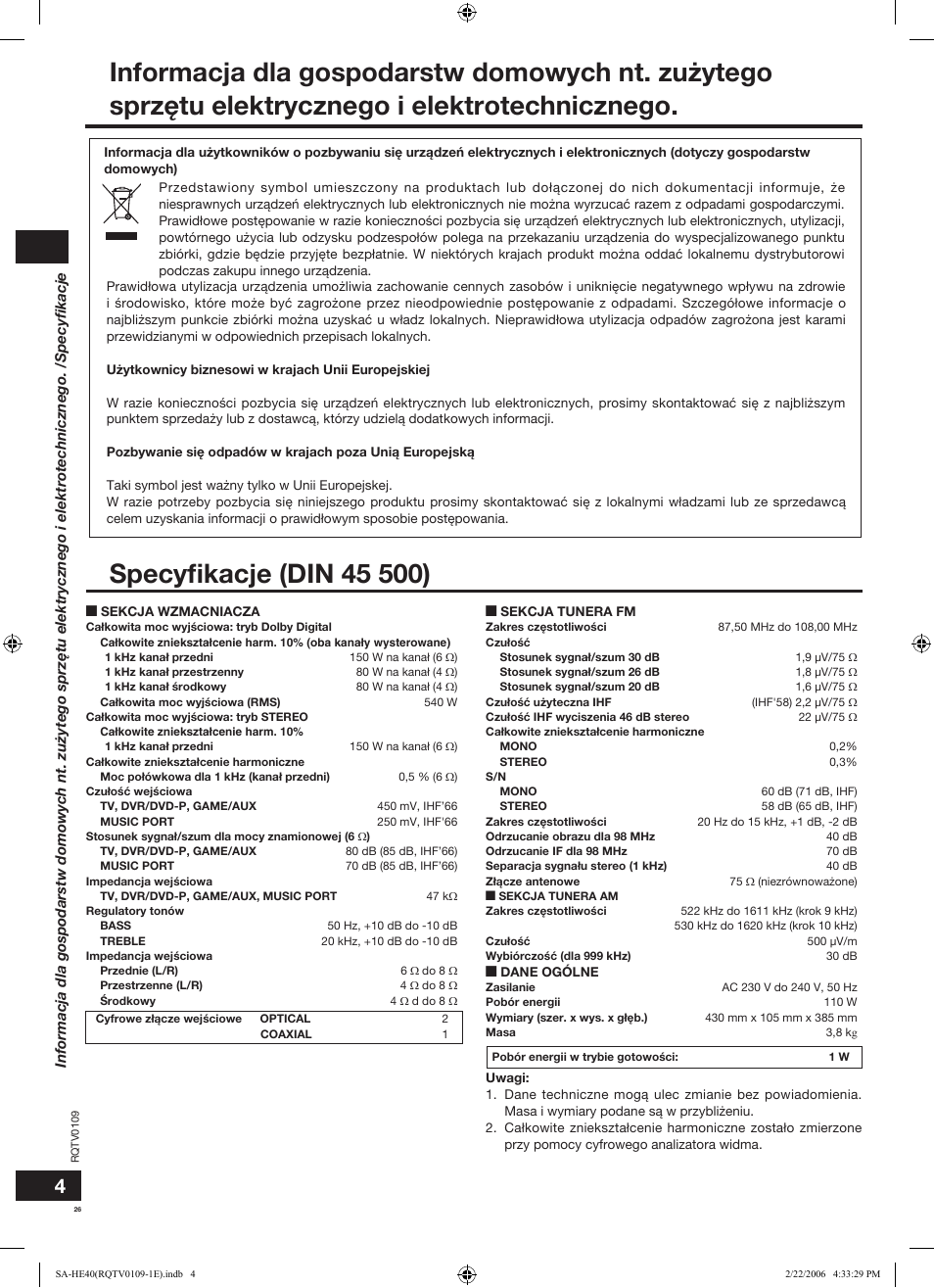 Panasonic SAHE40 User Manual | Page 26 / 68