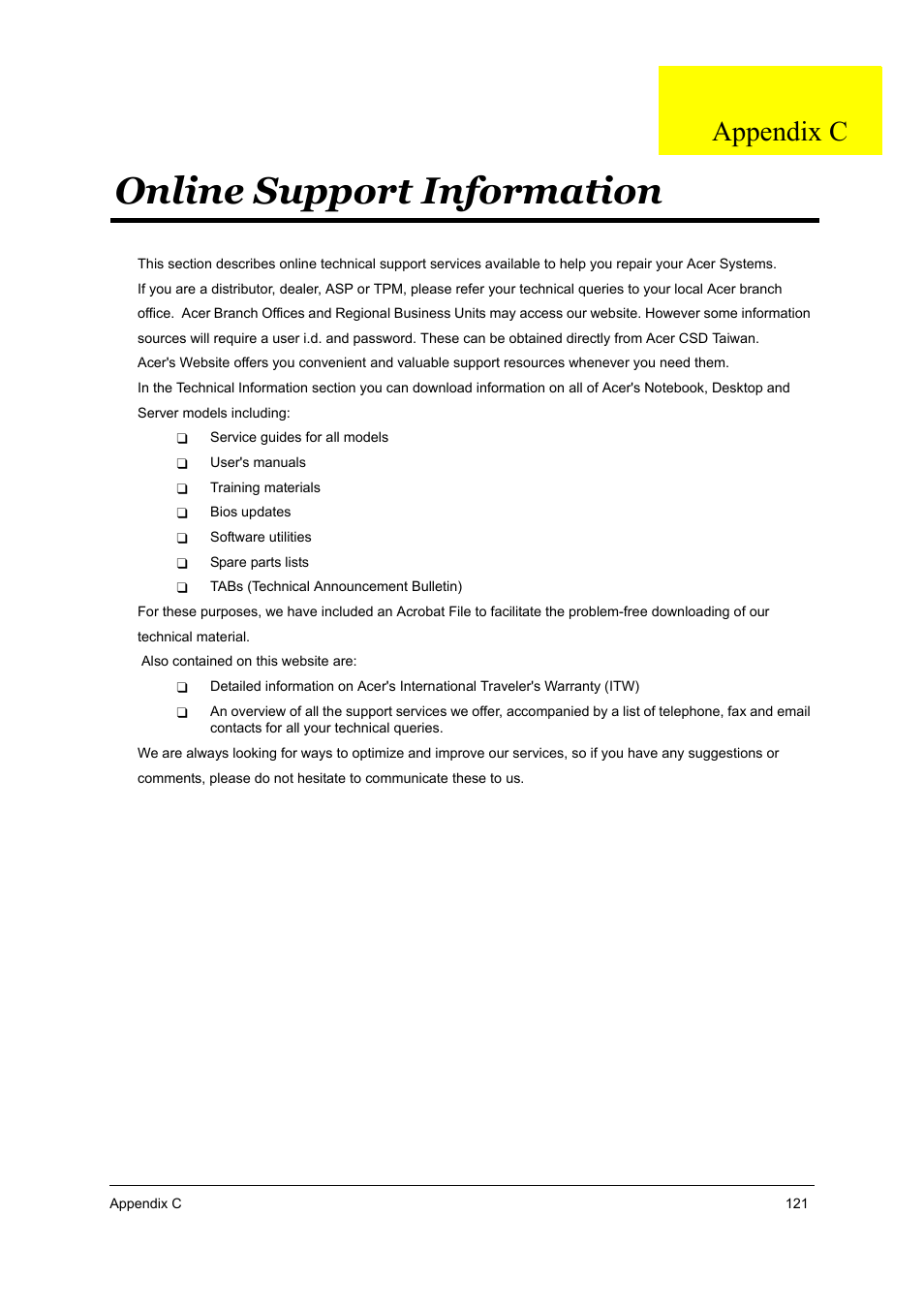 S.g_as2010/2020_appc, Online support information, Appendix c | Aspire Digital 2010 User Manual | Page 128 / 128