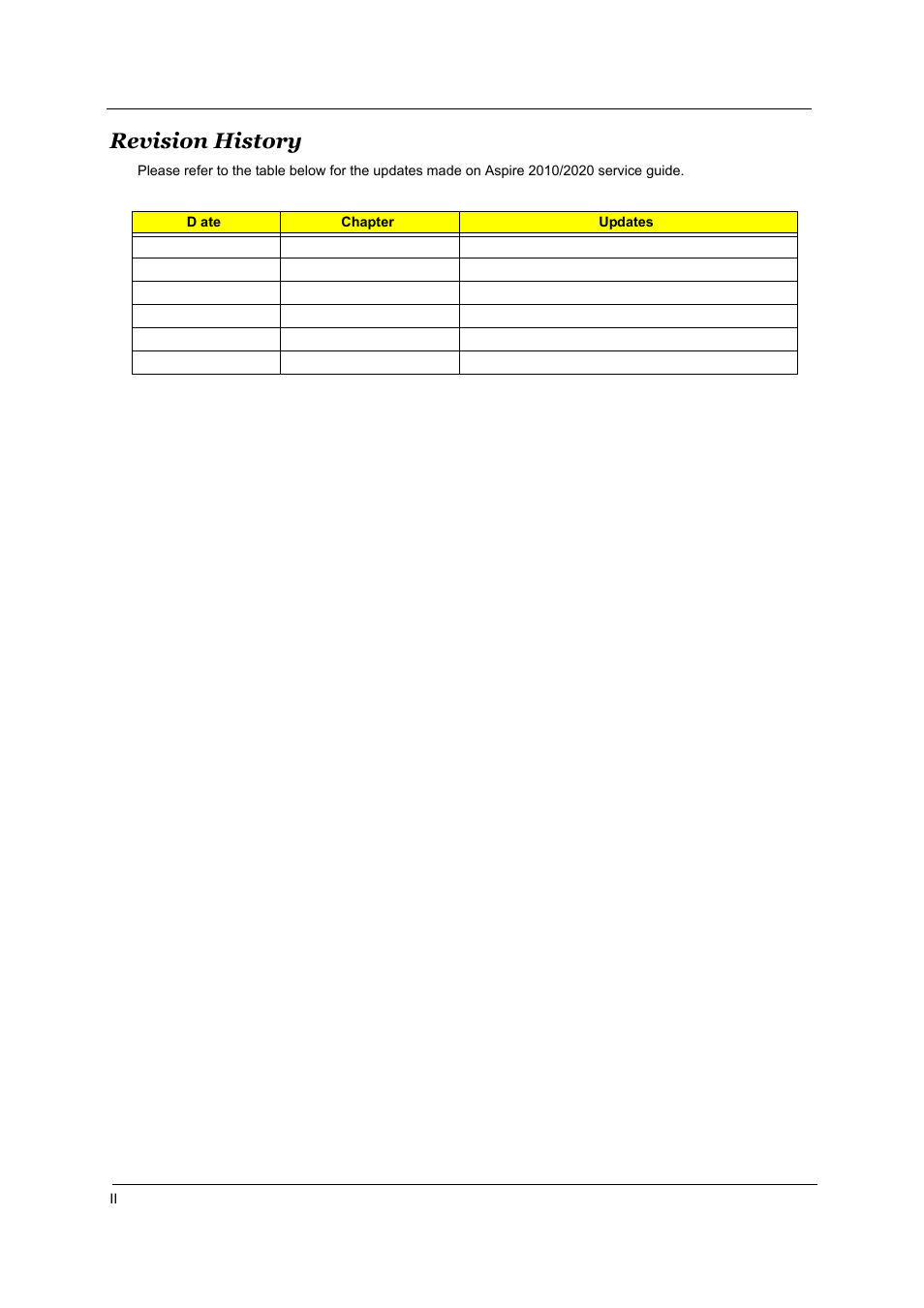 Revision history | Aspire Digital 2010 User Manual | Page 2 / 128