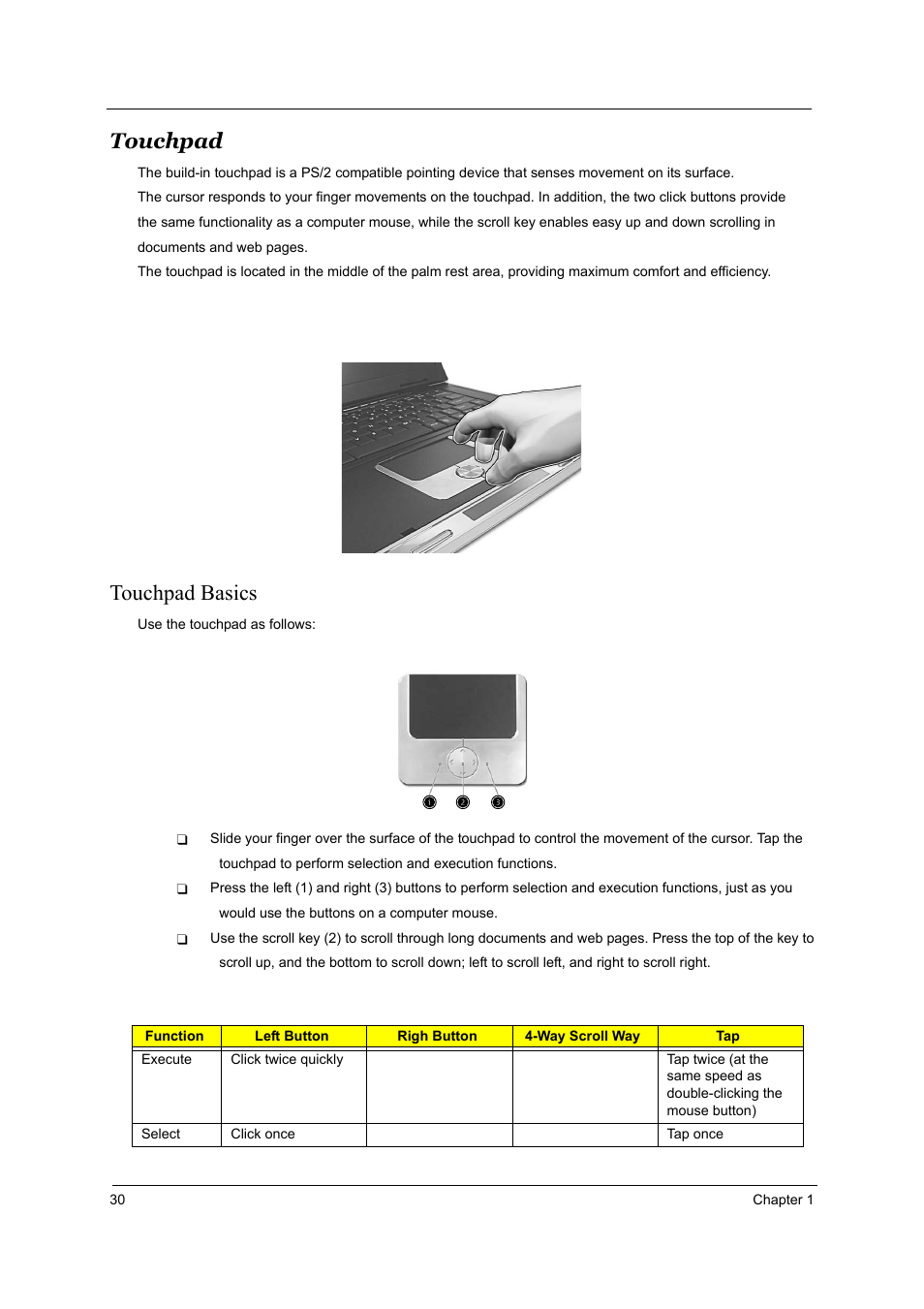 Touchpad, Touchpad basics | Aspire Digital 2010 User Manual | Page 37 / 128