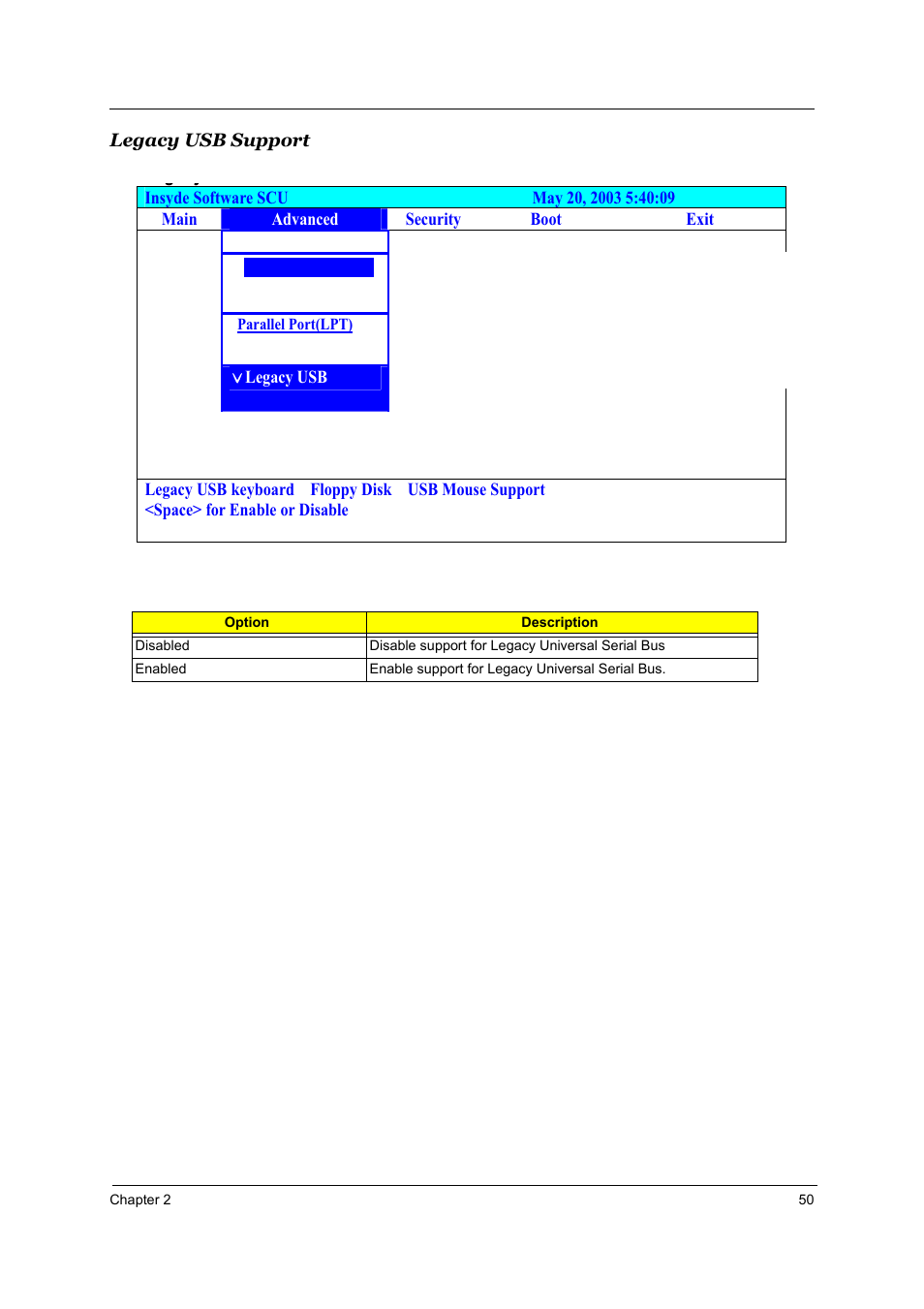 Legacy usb support | Aspire Digital 2010 User Manual | Page 57 / 128