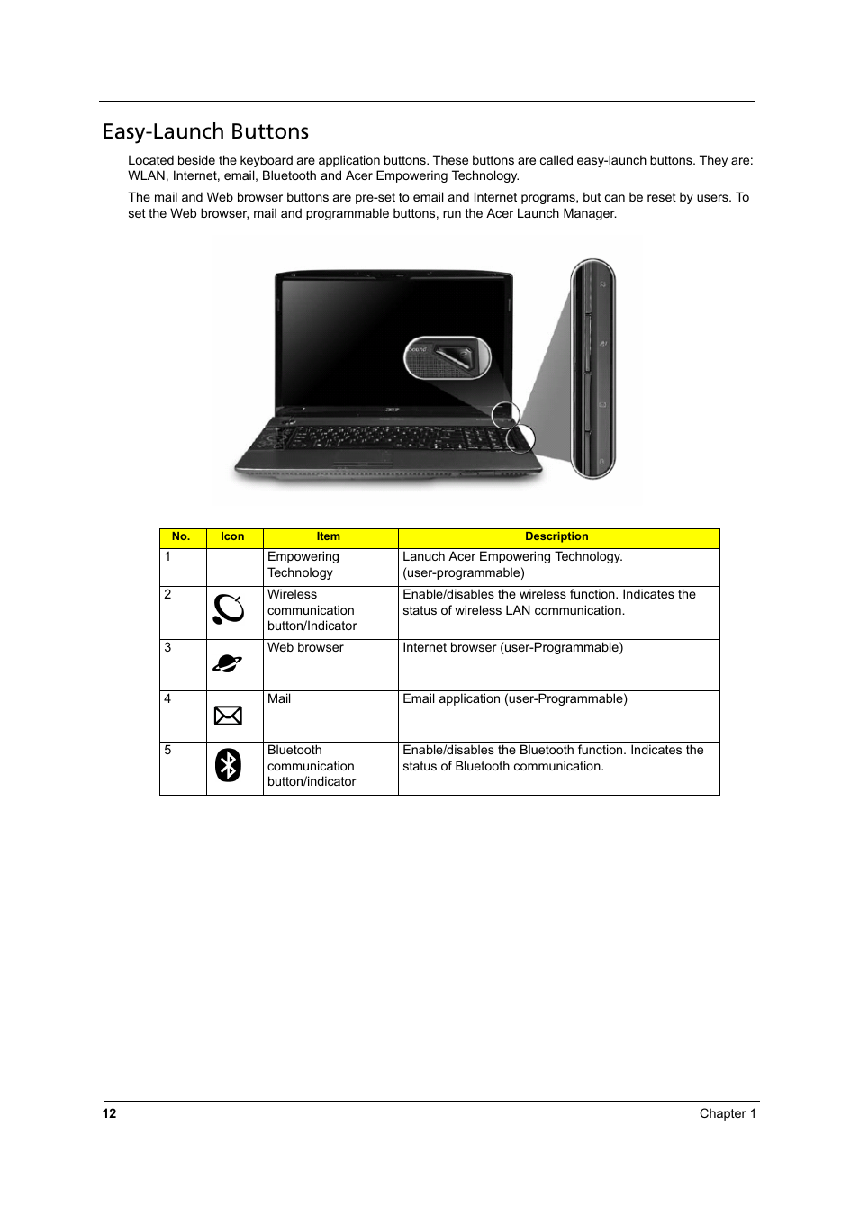 Easy-launch buttons | Aspire Digital 8930 User Manual | Page 18 / 118