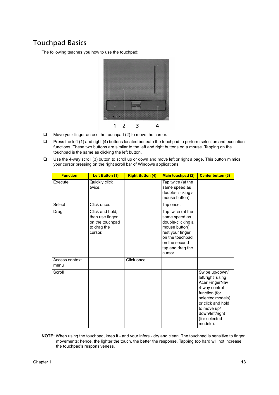 Touchpad basics | Aspire Digital 8930 User Manual | Page 19 / 118