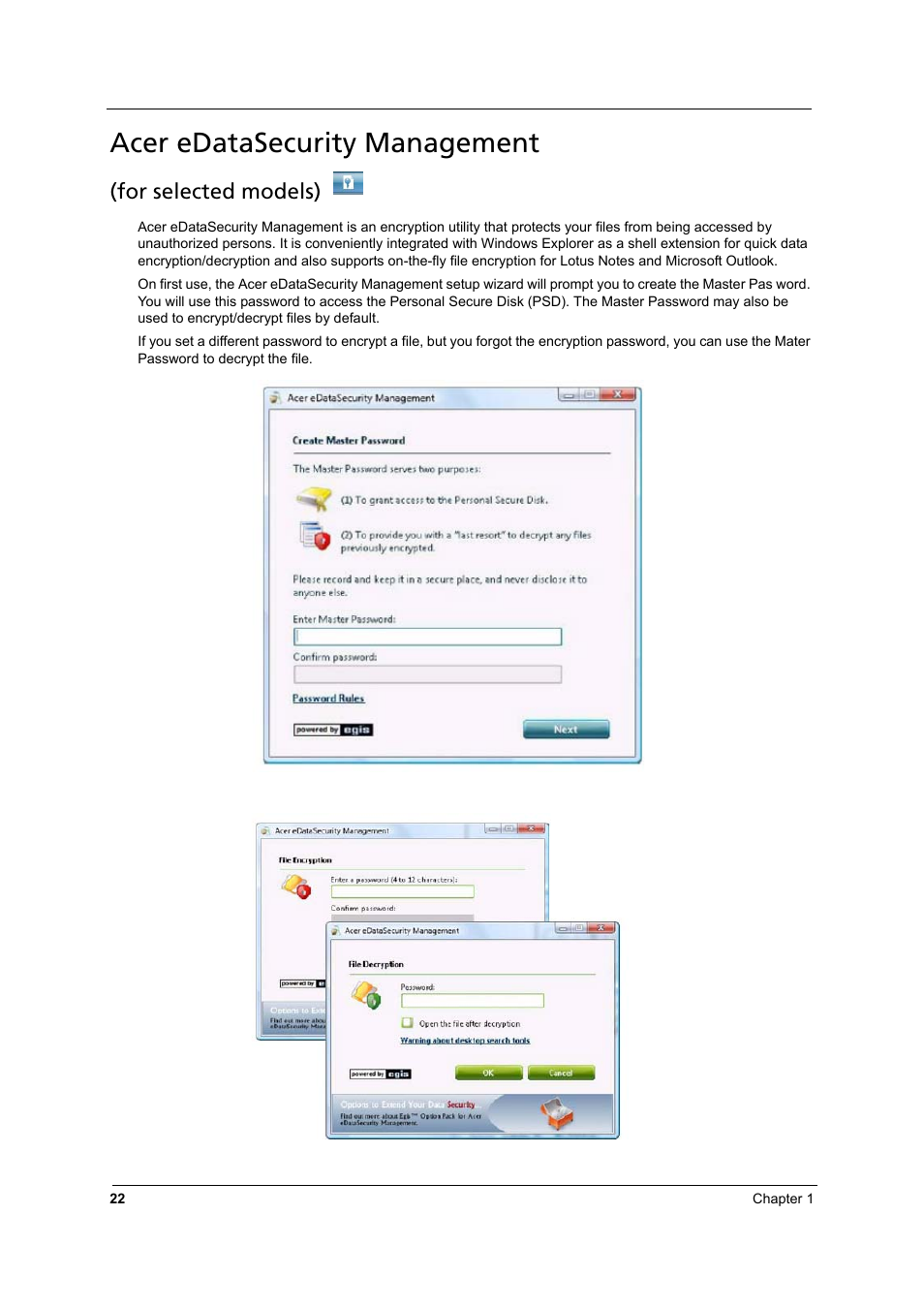 Acer edatasecurity management | Aspire Digital 8930 User Manual | Page 28 / 118