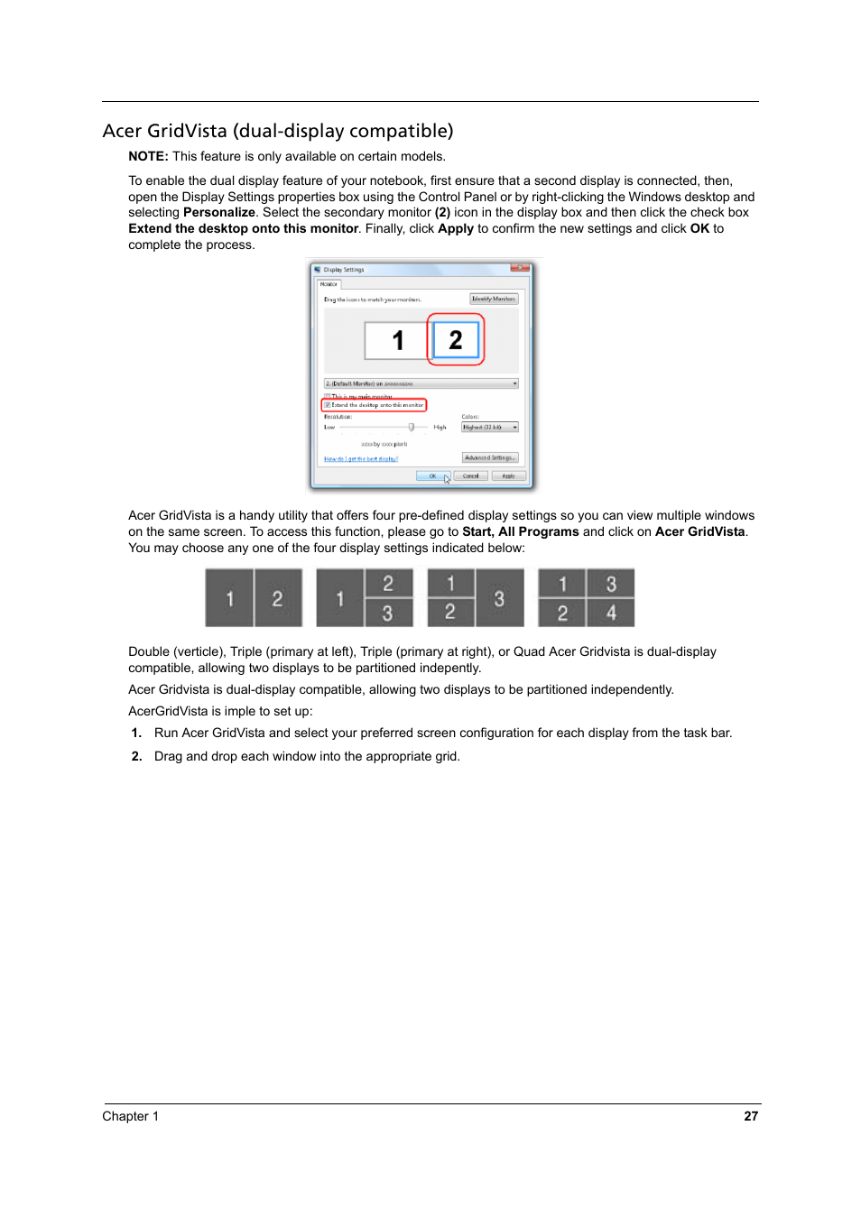 Acer gridvista (dual-display compatible) | Aspire Digital 8930 User Manual | Page 33 / 118