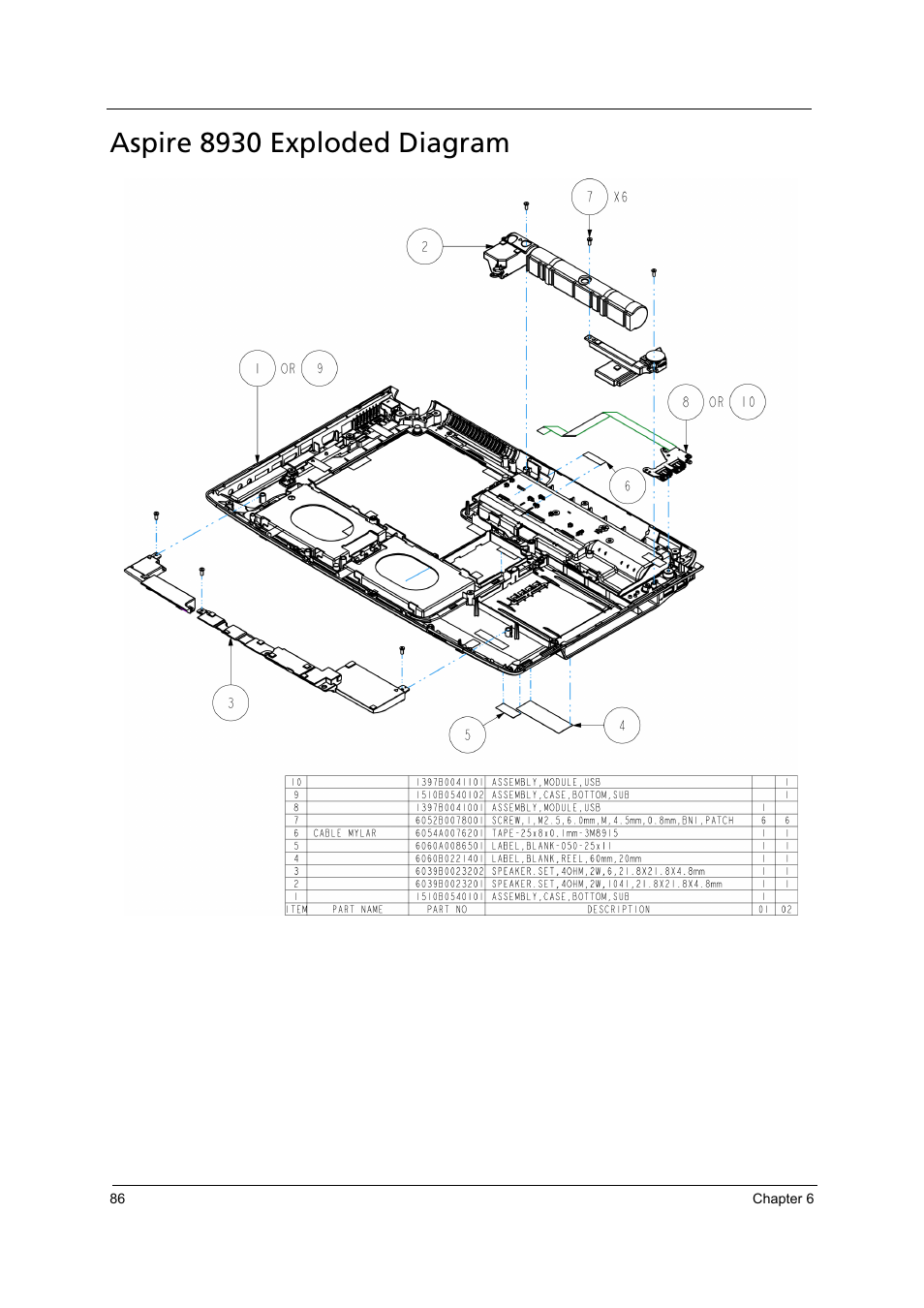 Aspire 8930 exploded diagram | Aspire Digital 8930 User Manual | Page 92 / 118