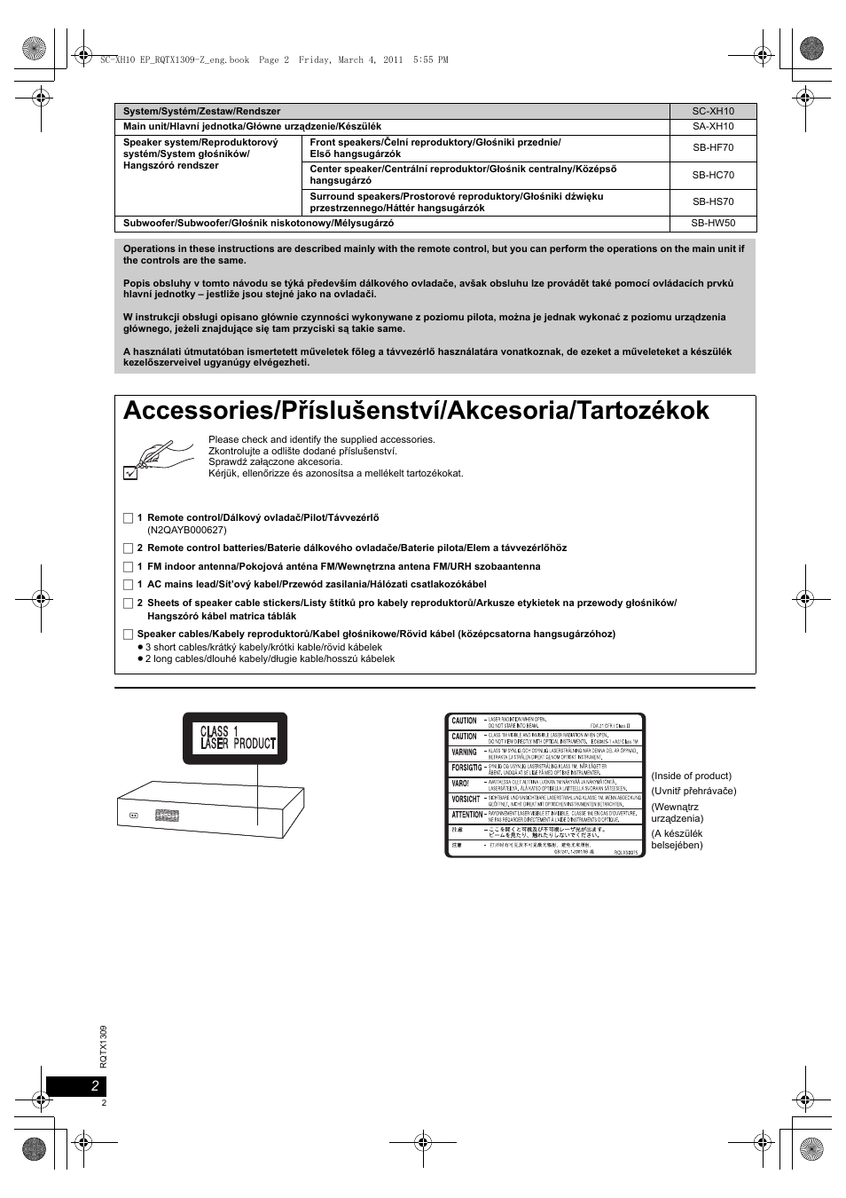 Accessories/příslušenství/akcesoria/tartozékok | Panasonic SCXH10EP User Manual | Page 2 / 78