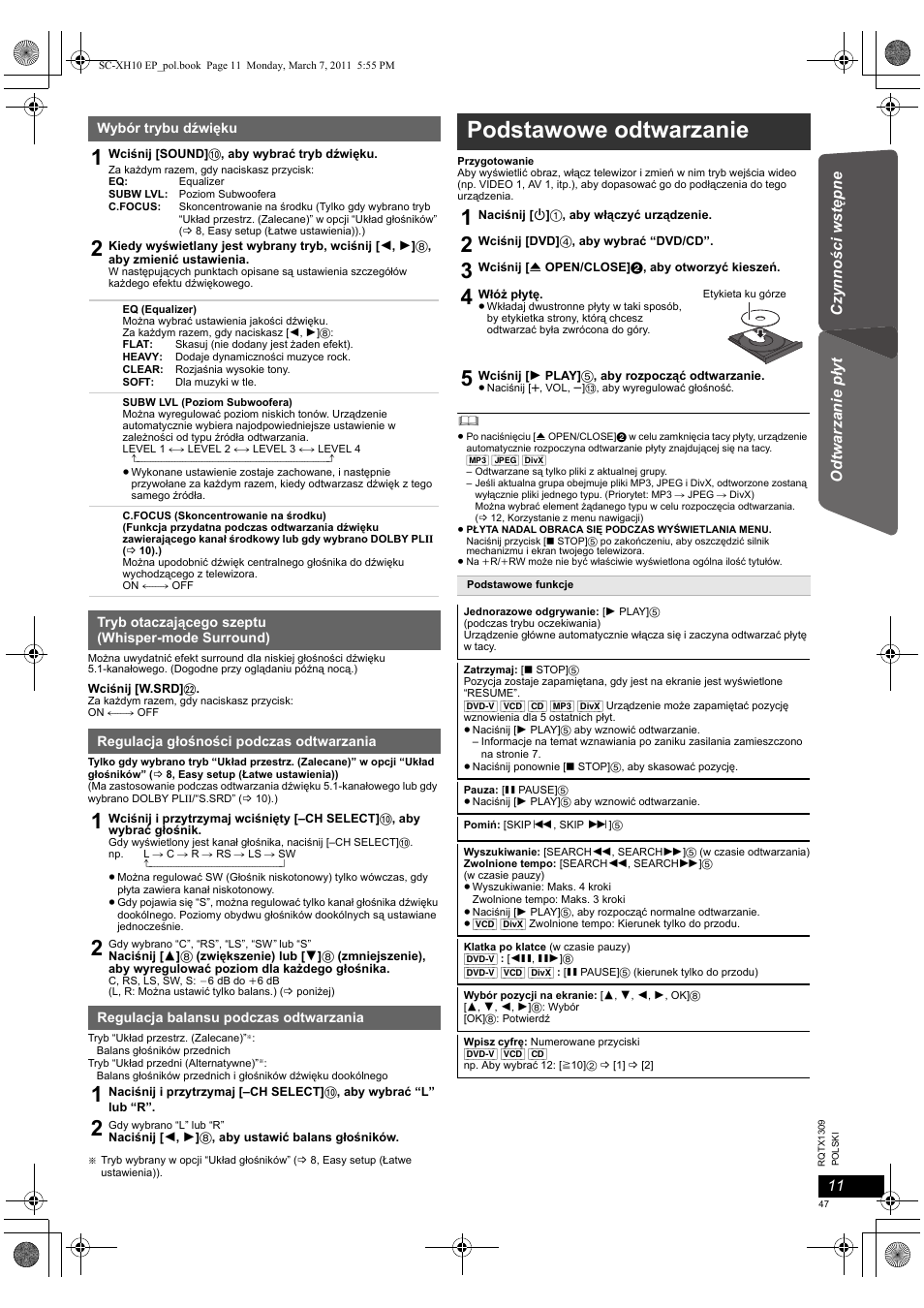 Podstawowe odtwarzanie | Panasonic SCXH10EP User Manual | Page 47 / 78