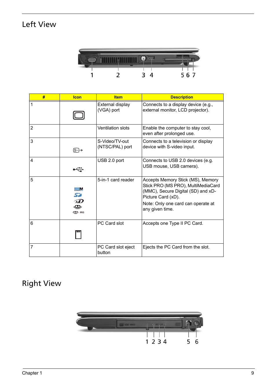 Left view, Right view, Left view right view | Aspire Digital 5050 User Manual | Page 17 / 157