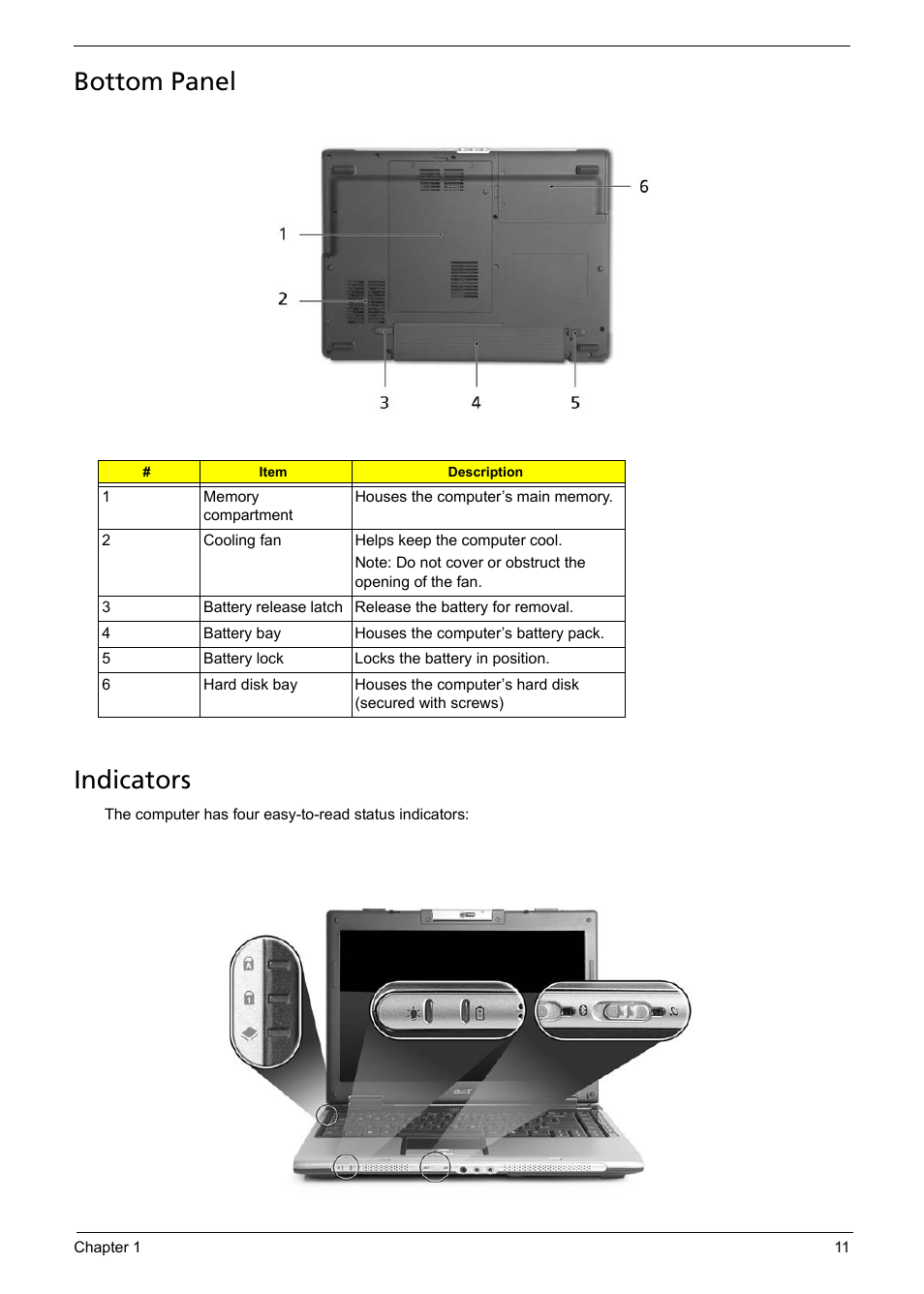 Bottom panel, Indicators, Bottom panel indicators | Aspire Digital 5050 User Manual | Page 19 / 157