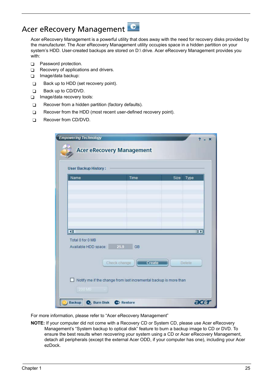 Acer erecovery management | Aspire Digital 5050 User Manual | Page 33 / 157