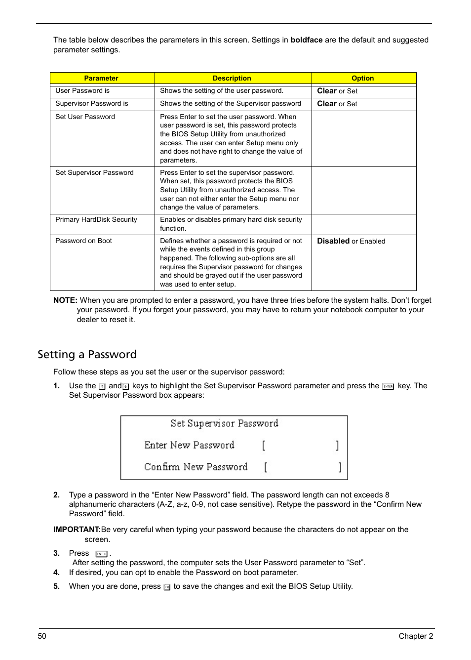 Setting a password | Aspire Digital 5050 User Manual | Page 58 / 157