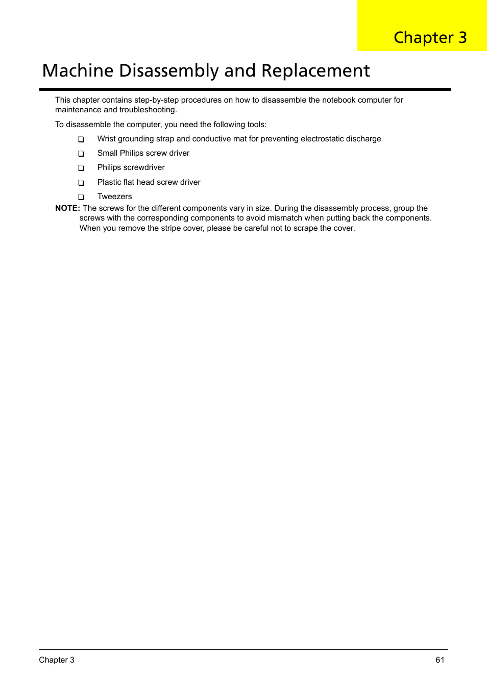 Machine disassembly and replacement, Chapter 3 | Aspire Digital 5050 User Manual | Page 69 / 157