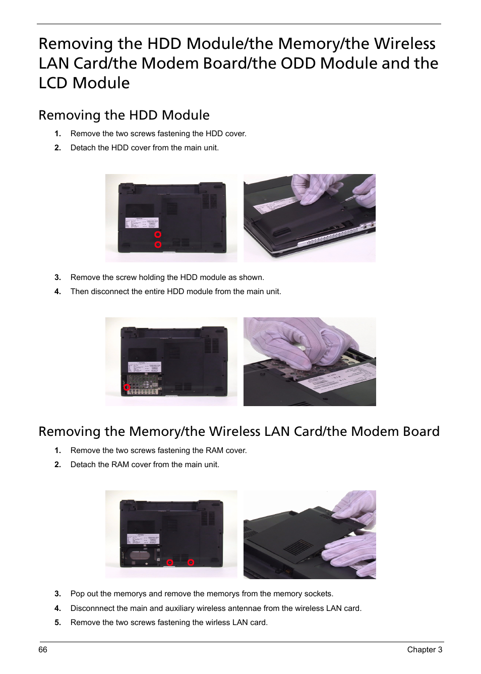 Removing the hdd module | Aspire Digital 5050 User Manual | Page 74 / 157