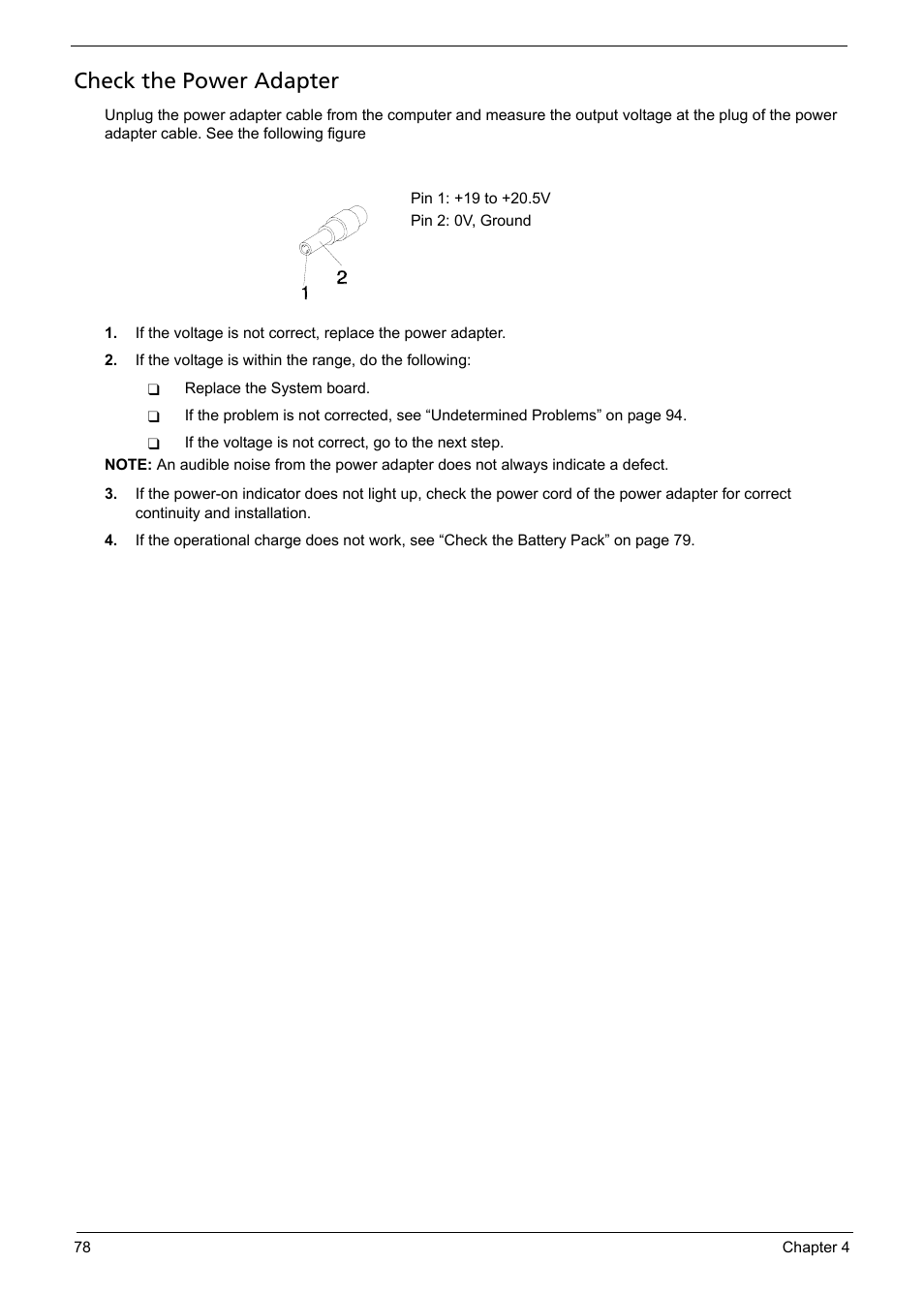 Check the power adapter | Aspire Digital 5050 User Manual | Page 86 / 157