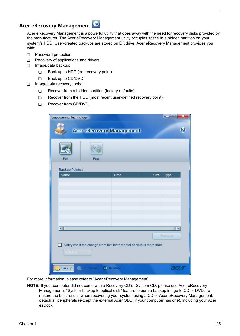 Acer erecovery management | Aspire Digital 7520 User Manual | Page 31 / 106