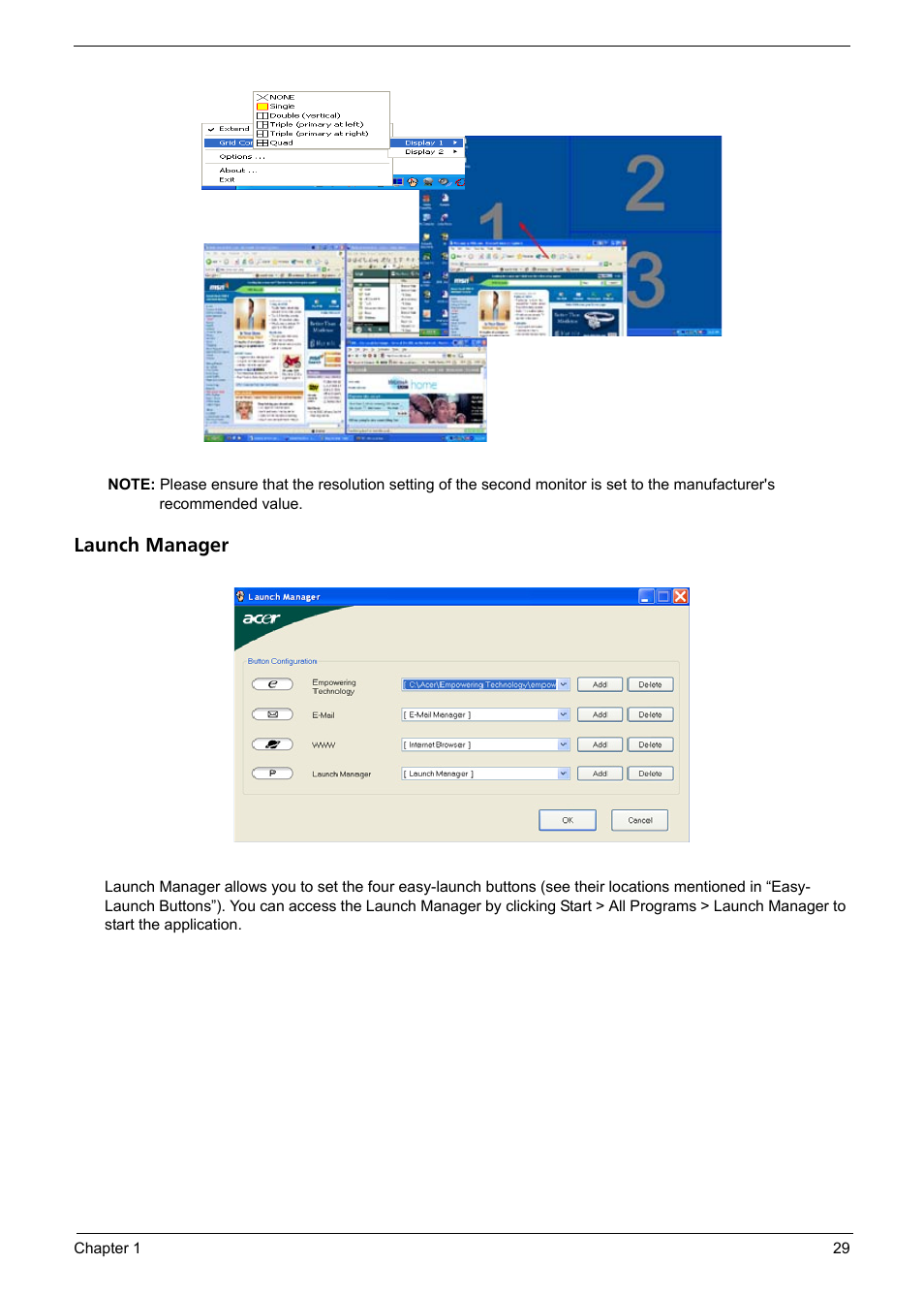 Launch manager | Aspire Digital 7520 User Manual | Page 35 / 106