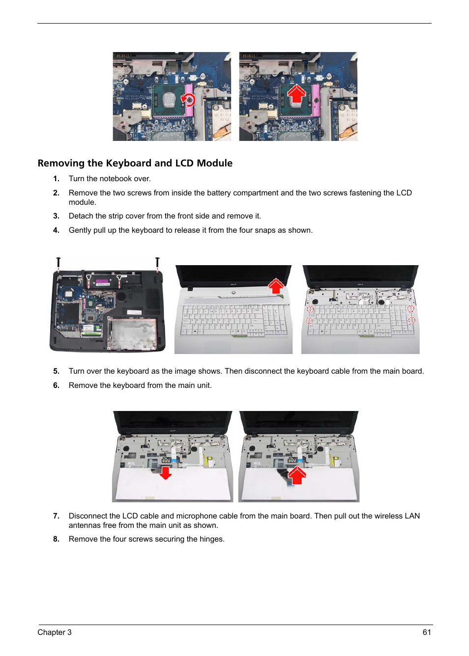 Removing the keyboard and lcd module | Aspire Digital 7520 User Manual | Page 67 / 106