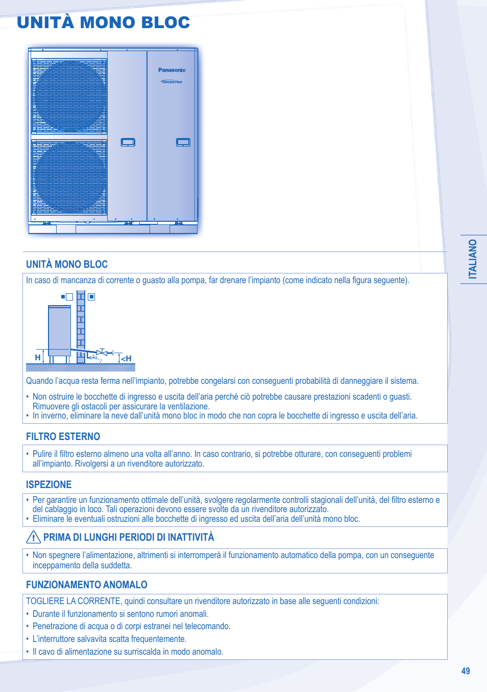 Unità mono bloc | Panasonic WHMXC09D3E8 User Manual | Page 49 / 92