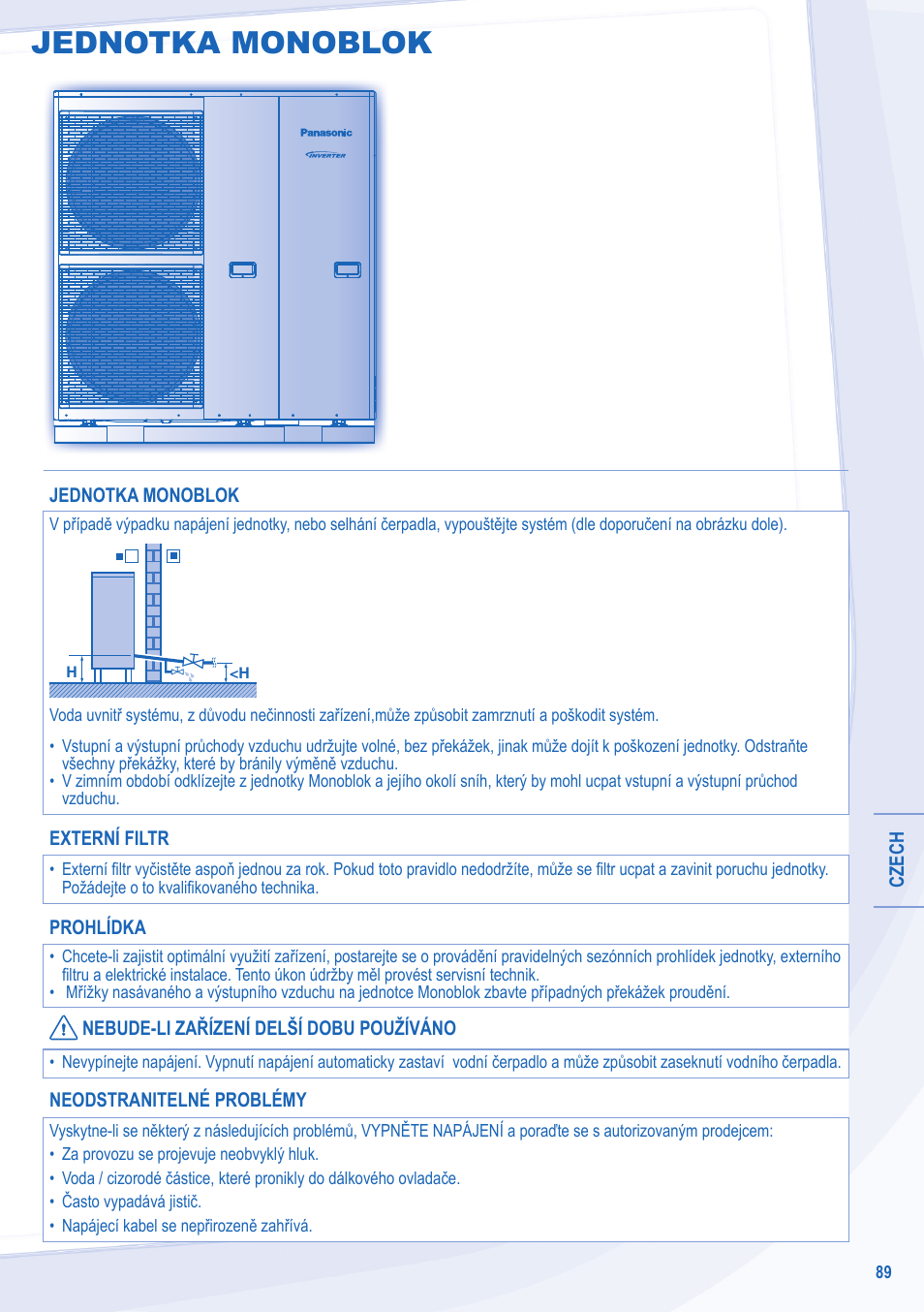 Jednotka monoblok | Panasonic WHMXC09D3E8 User Manual | Page 89 / 92