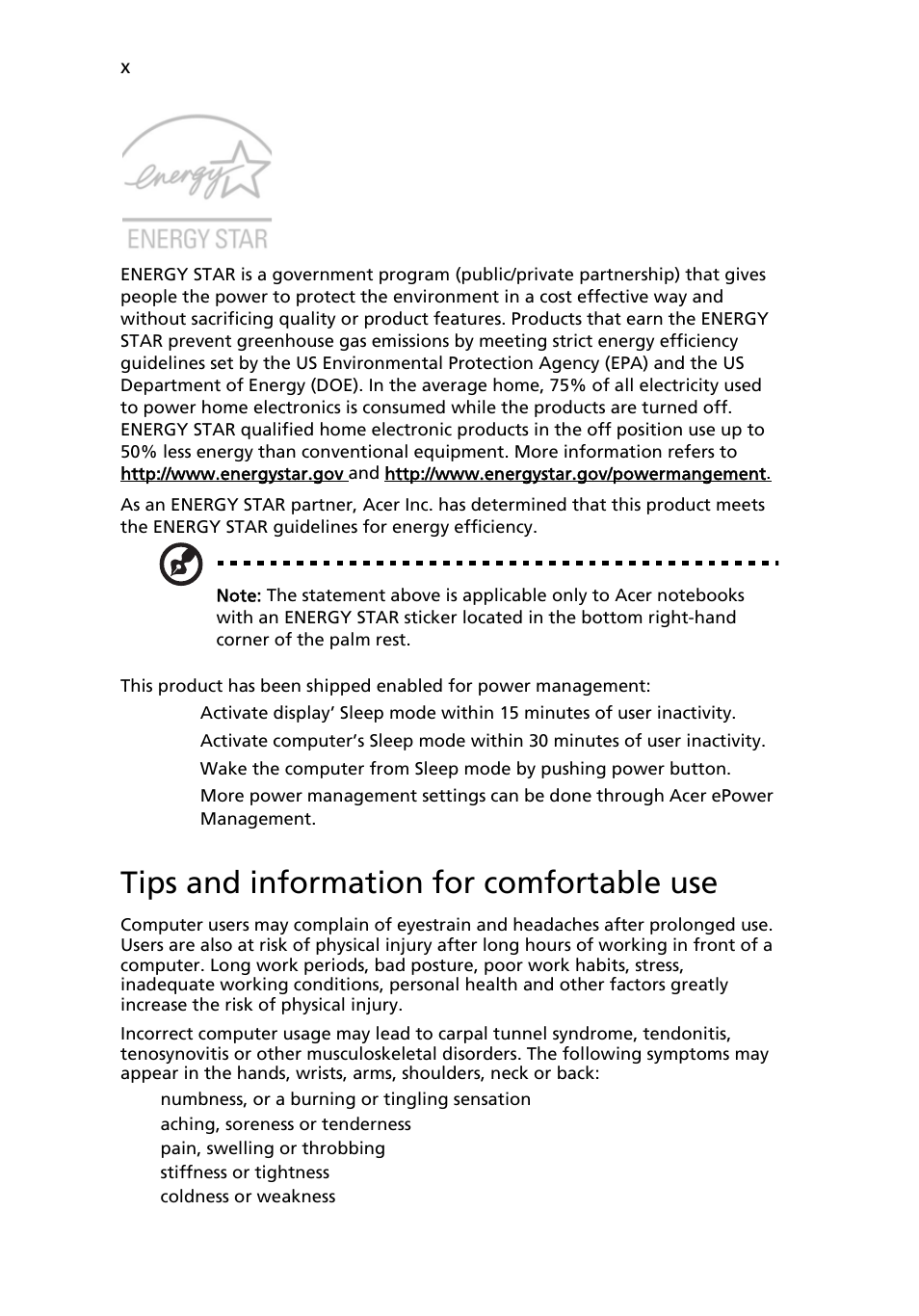 Tips and information for comfortable use | Aspire Digital 2420 User Manual | Page 10 / 112