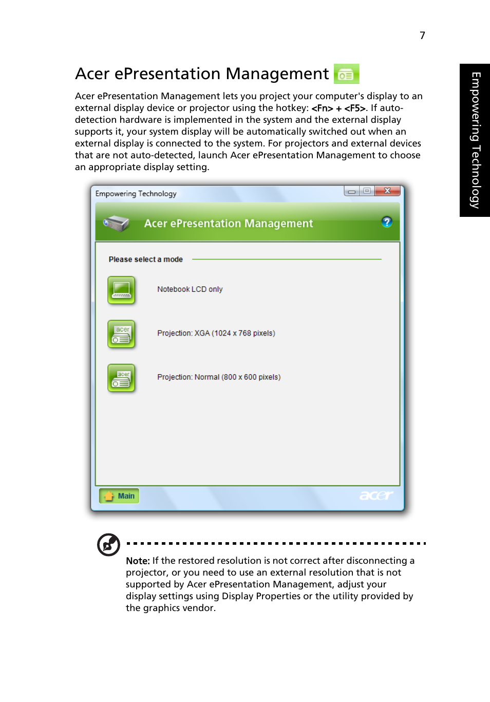 Acer epresentation management | Aspire Digital 2420 User Manual | Page 29 / 112