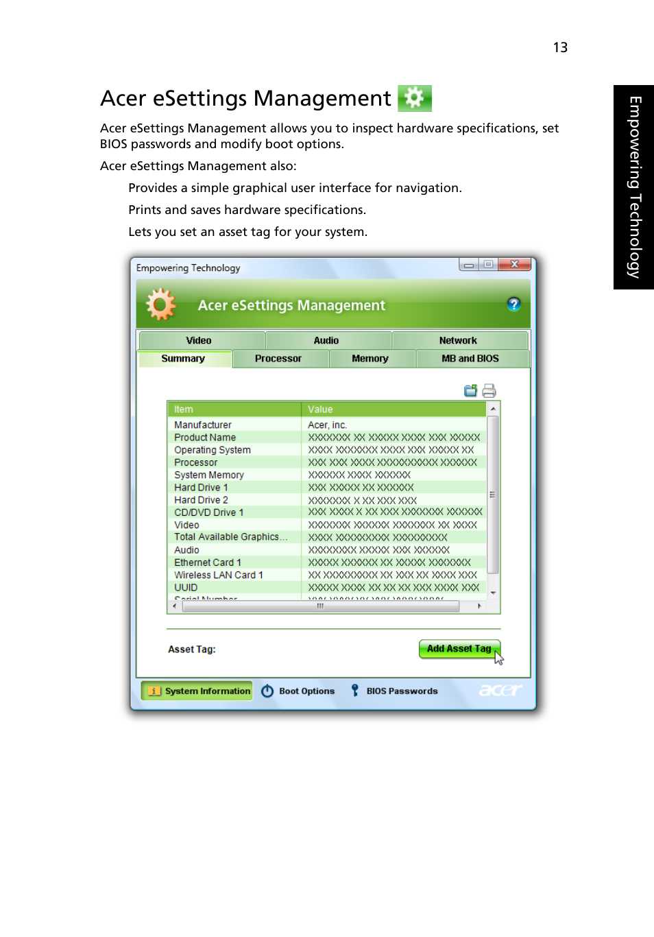 Acer esettings management | Aspire Digital 2420 User Manual | Page 35 / 112