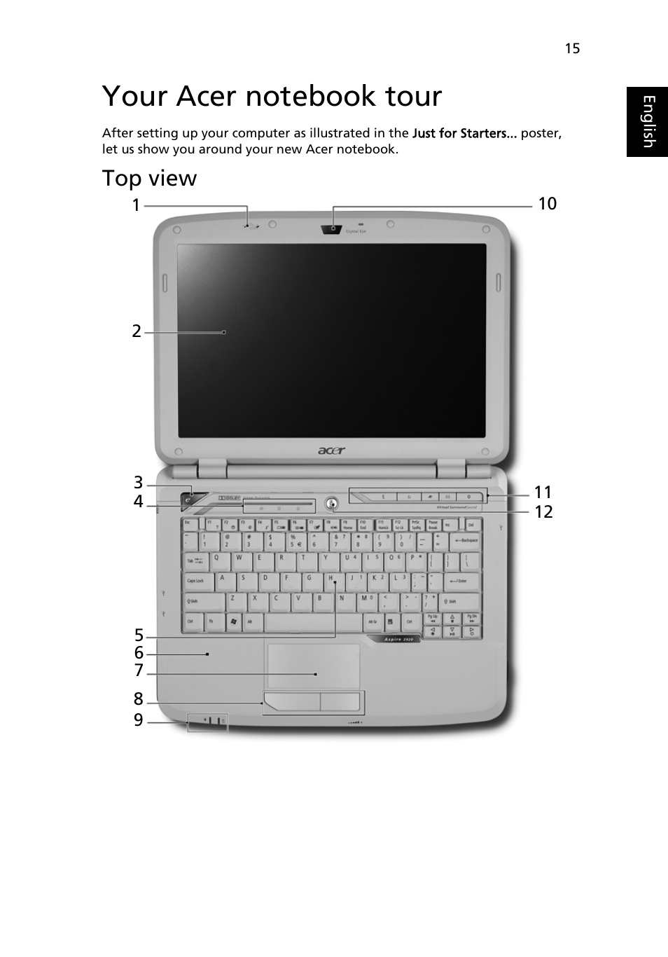 Your acer notebook tour, Top view | Aspire Digital 2420 User Manual | Page 37 / 112