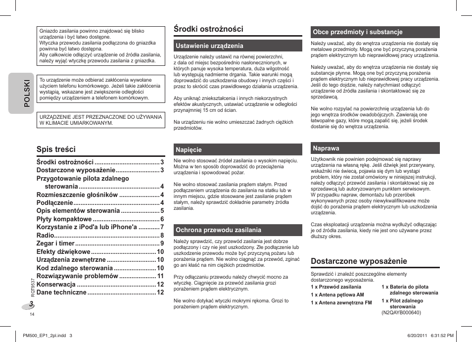 Panasonic SCPM500EP User Manual | Page 14 / 72