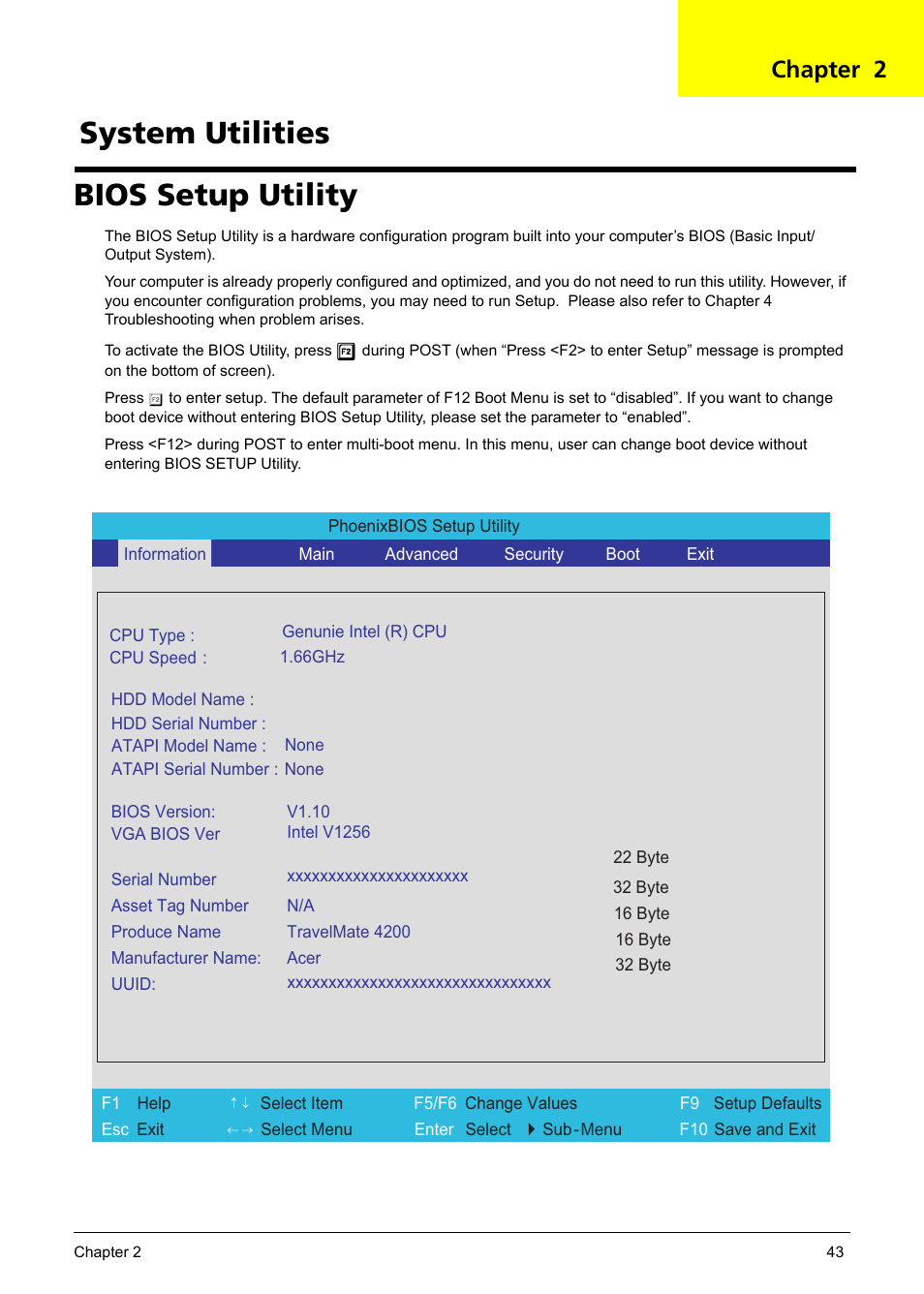 Ch.2 system utilities, Bios setup utility, System utilities | Chapter 2 | Aspire Digital Aspire Travelemate 5680 User Manual | Page 51 / 167