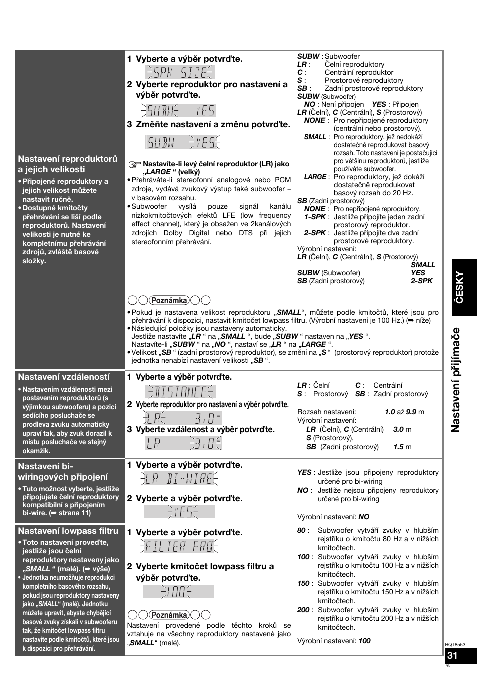 Nastavení p řijíma č e, Před použitím č esky | Panasonic SAXR57 User Manual | Page 151 / 160