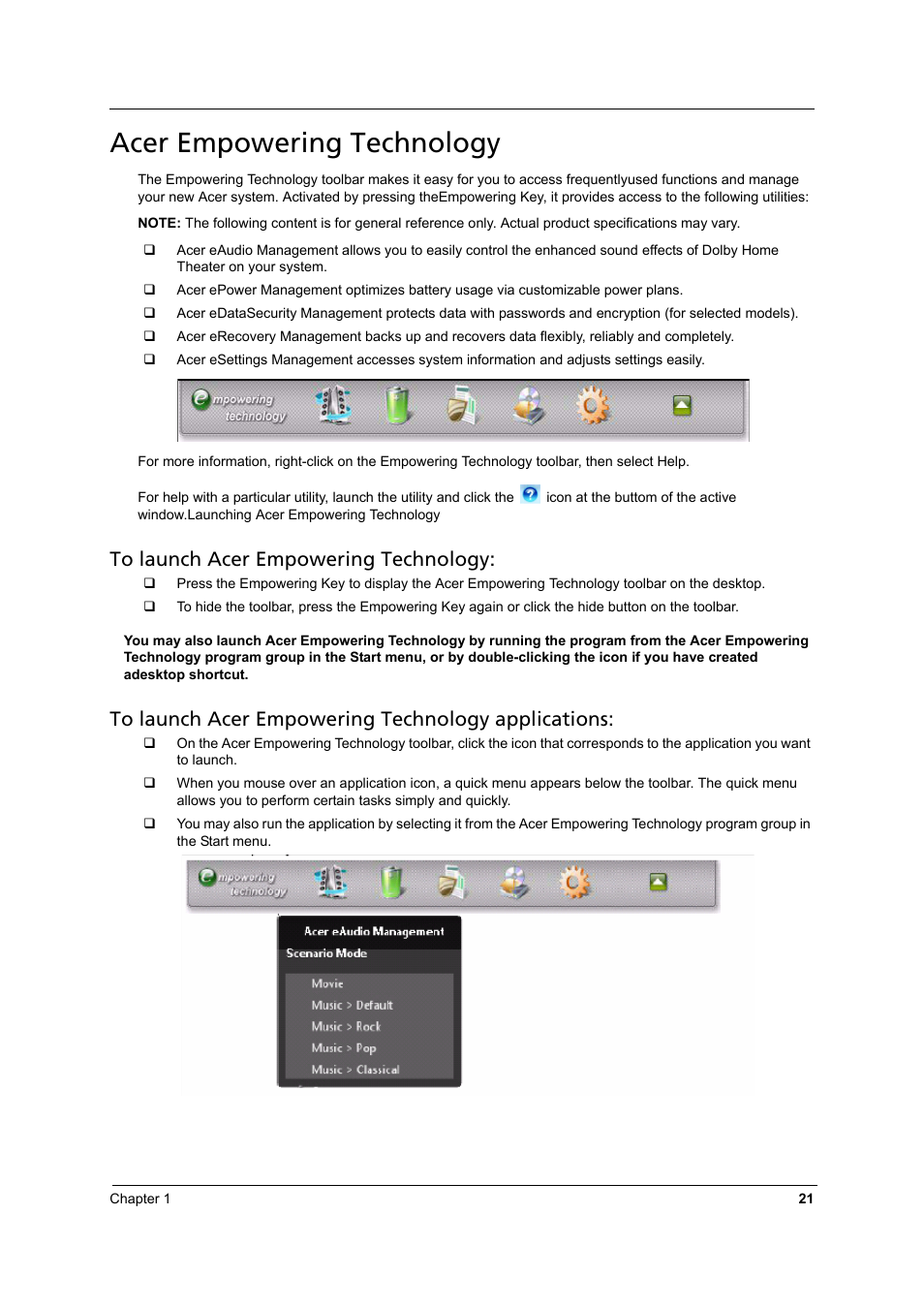 Acer empowering technology | Aspire Digital 8930Q User Manual | Page 27 / 124