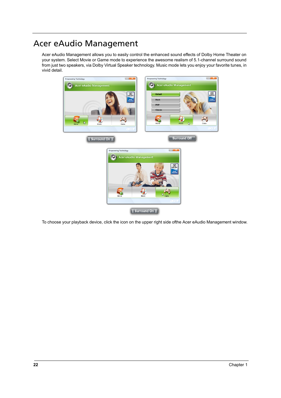 Acer eaudio management | Aspire Digital 8930Q User Manual | Page 28 / 124