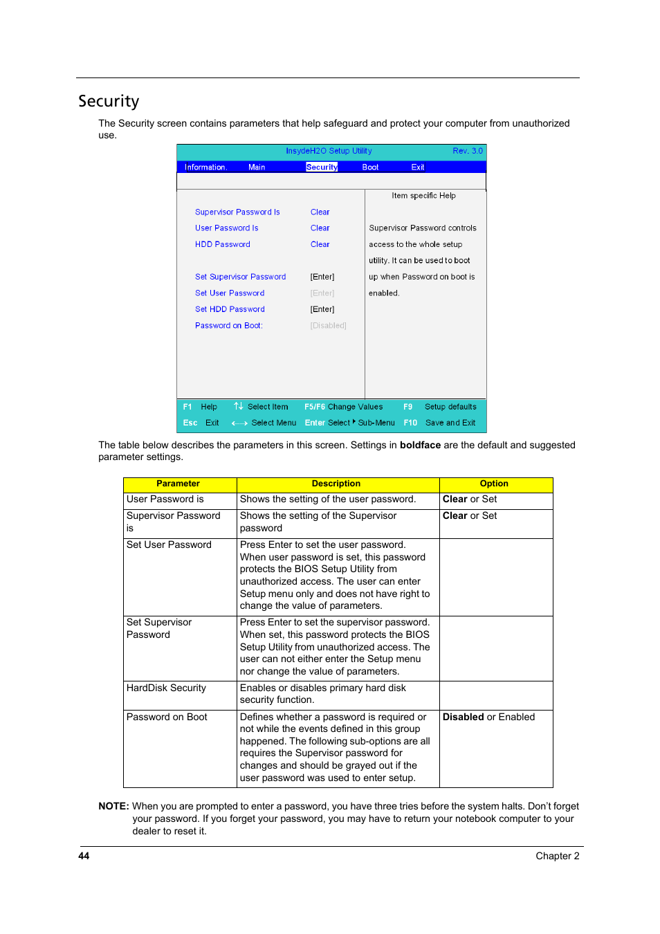 Security | Aspire Digital 8930Q User Manual | Page 50 / 124